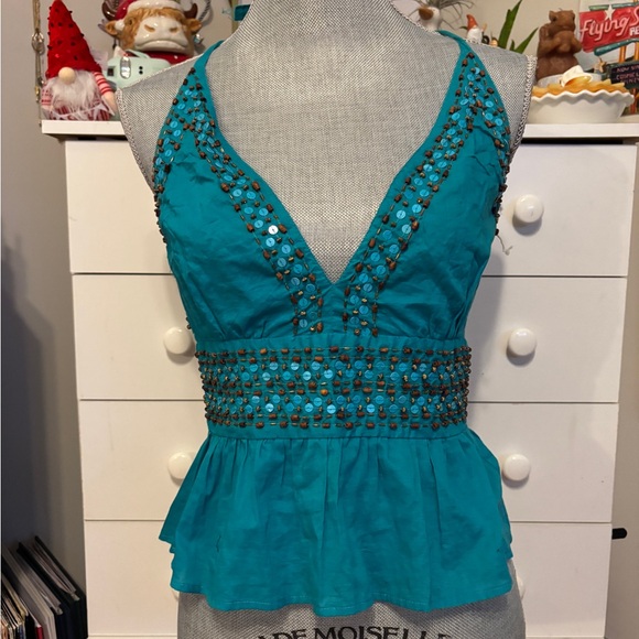 Guess Tops - Guess Turquoise Embellished Blouse